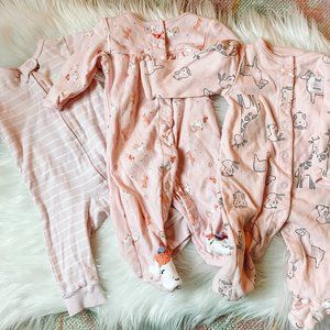 Carter's Baby Girl 0-3M Pink Sleepers